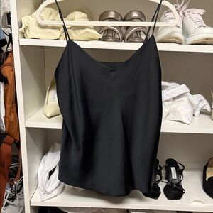 Club Monaco Black Satin Spaghetti-Strap Cami Top Size M